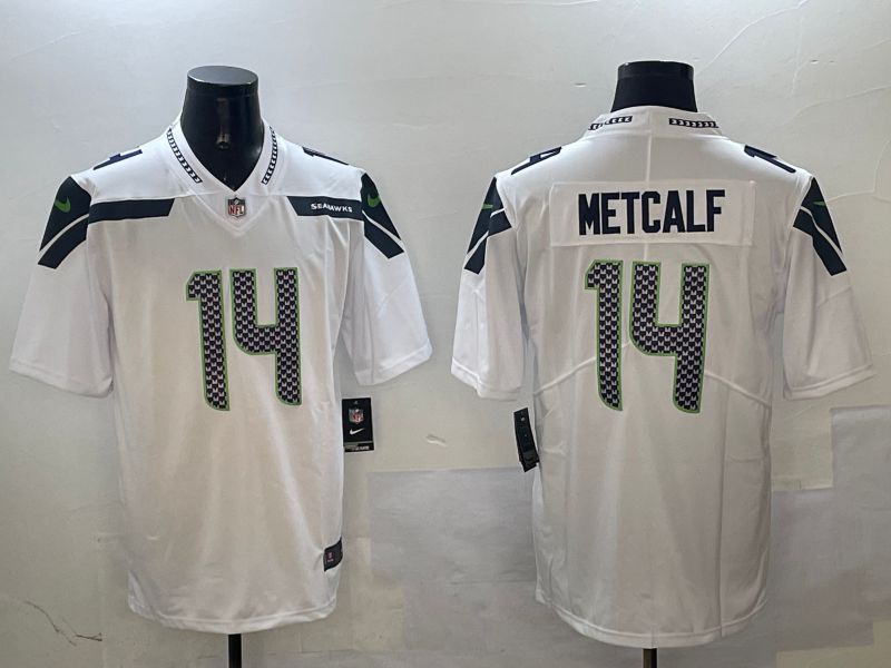 Men Seattle Seahawks #14 Metcalf White Second generation 2025 Nike Limited NFL Jersey style 1->youth mlb jersey->Youth Jersey